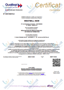 Une version miniature de notre certificat de qualité Qualiopi